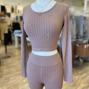 Crop Top & Flare Pants Lounge Wear SET